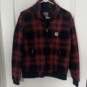 Carhartt Red and Black Checkered Fleece Jacket